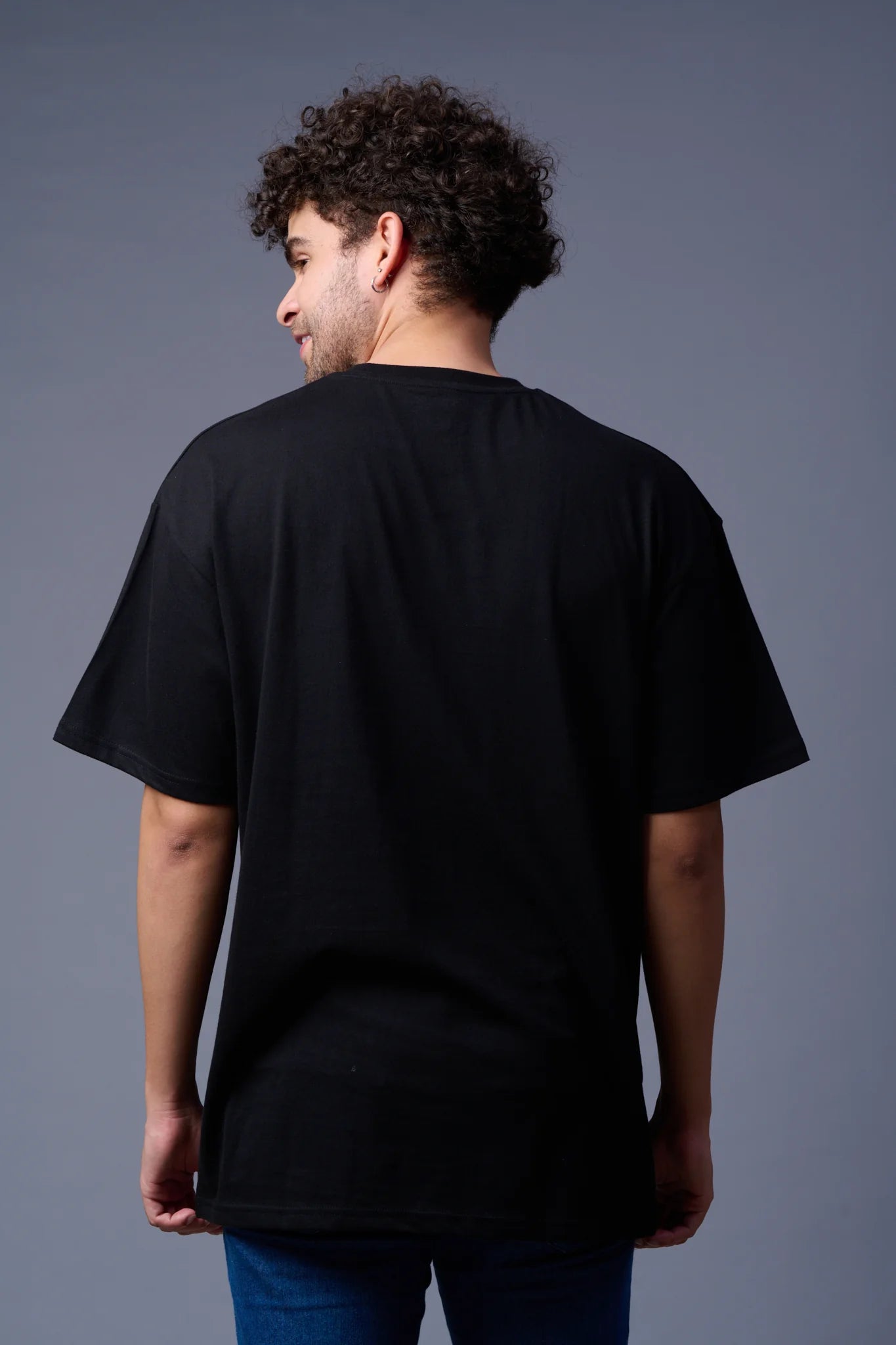 Black Printed Regular Fit Tee