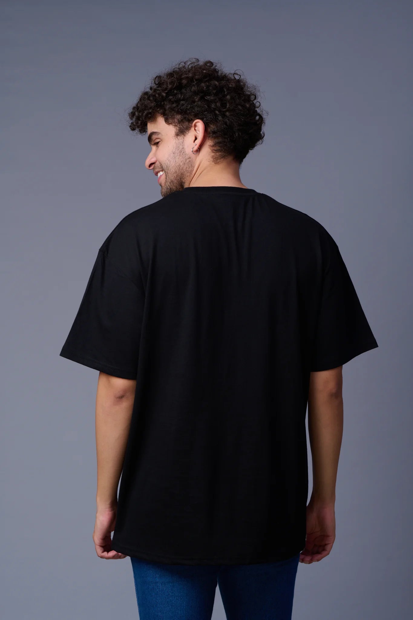 Black Printed Regular Fit Tee