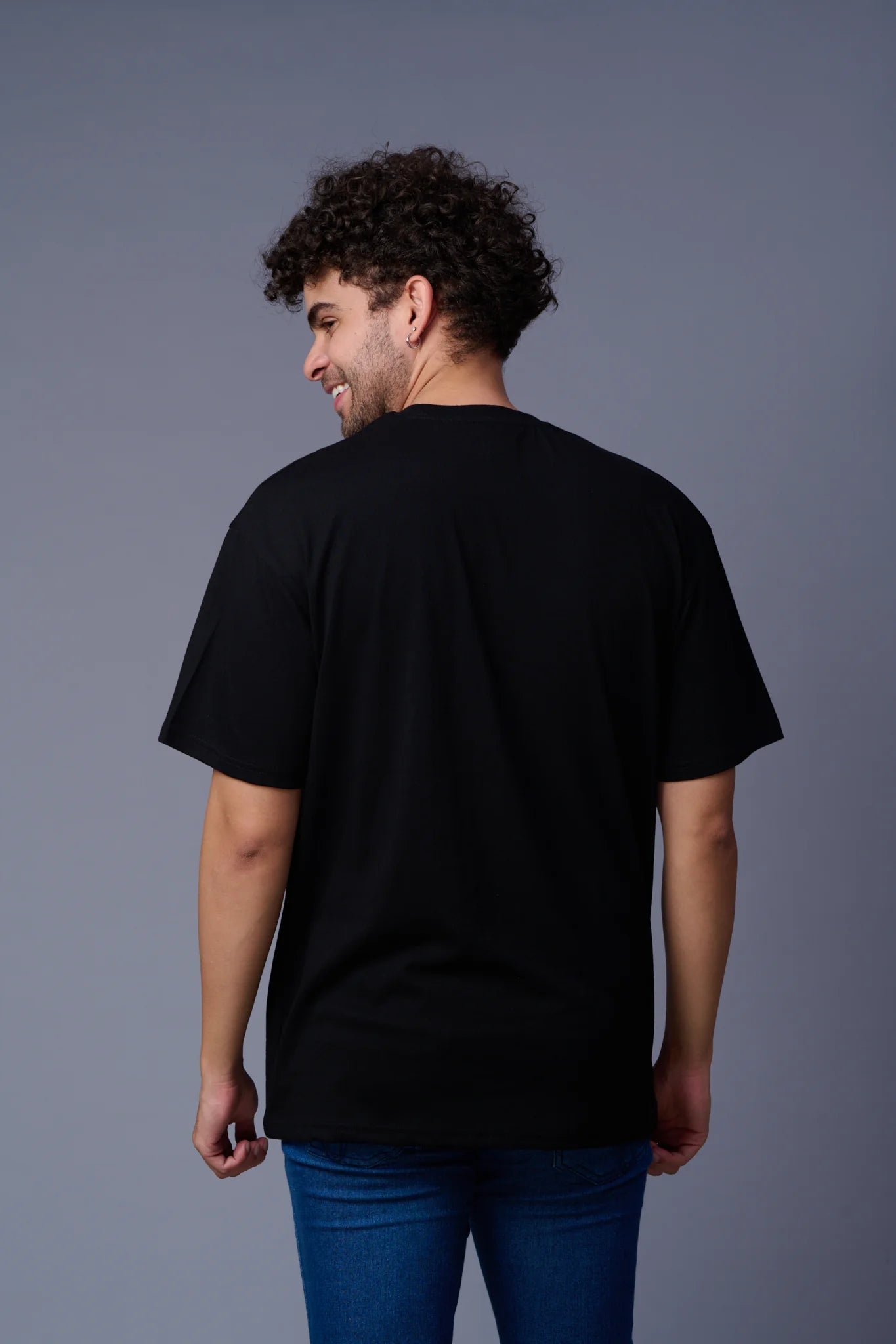 Black Printed Regular Fit Tee