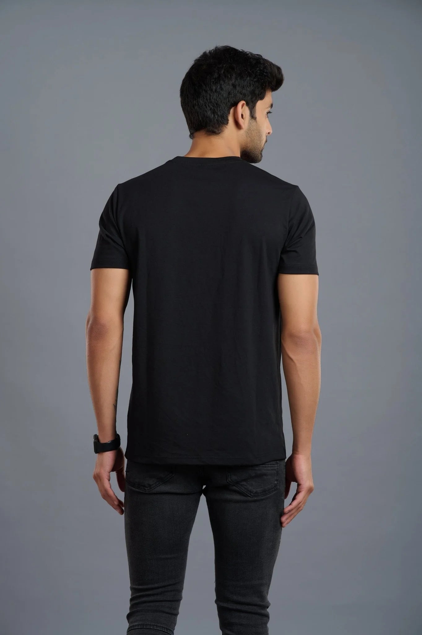 Black Printed Regular Fit Tee