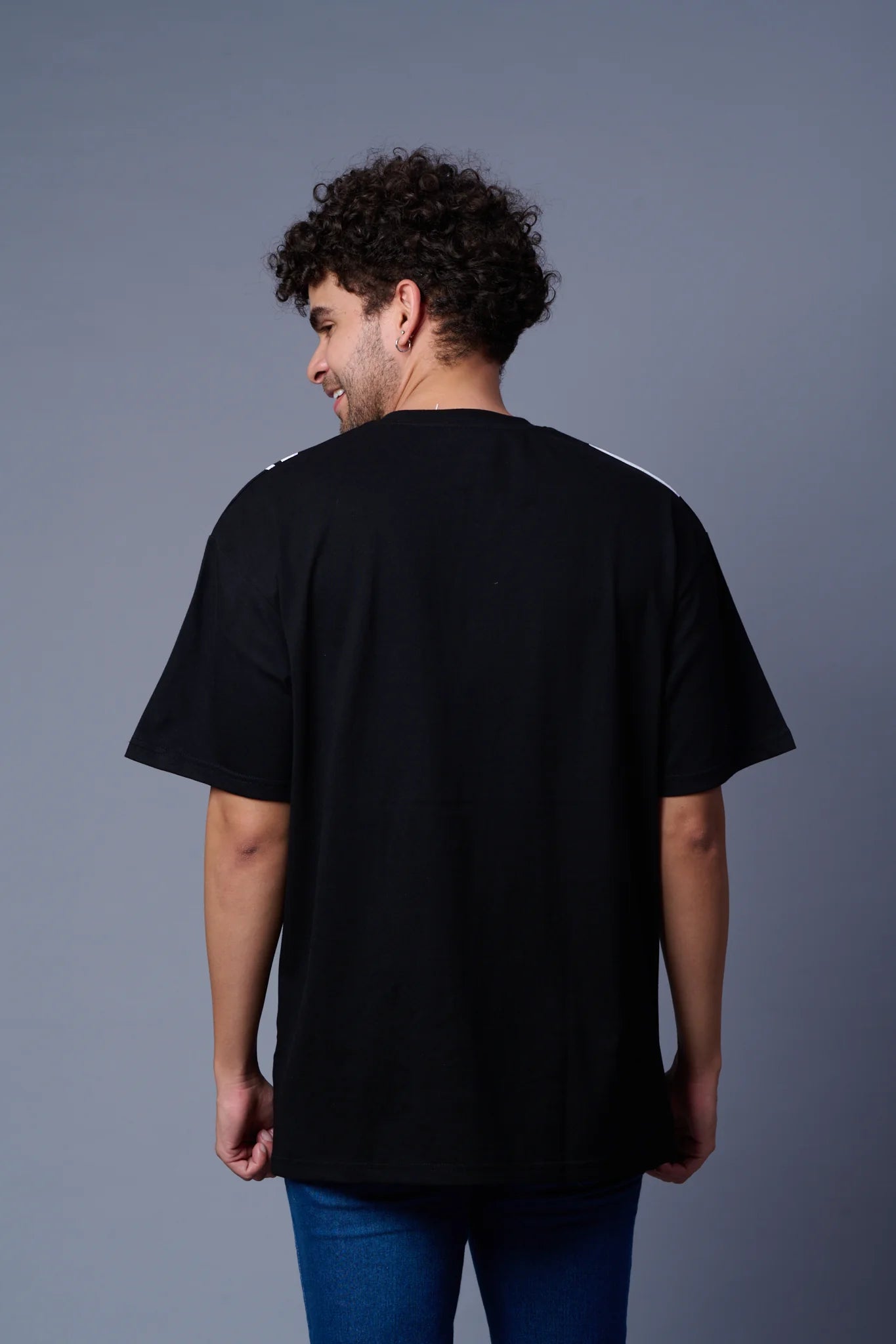 Black Printed Regular Fit Tee