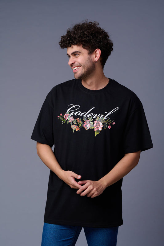 Black Printed Regular Fit Tee