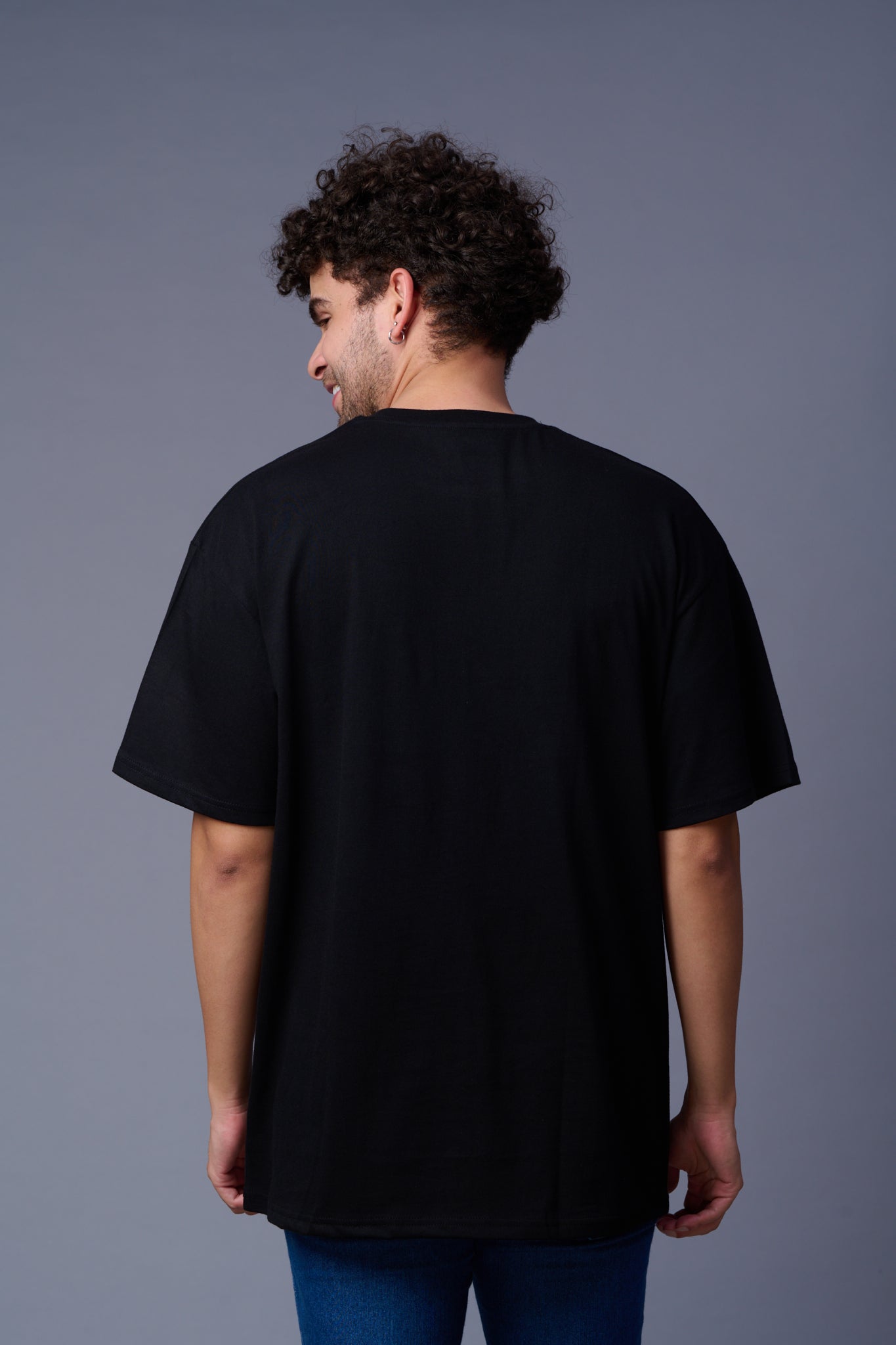 Black Printed Regular Fit Tee