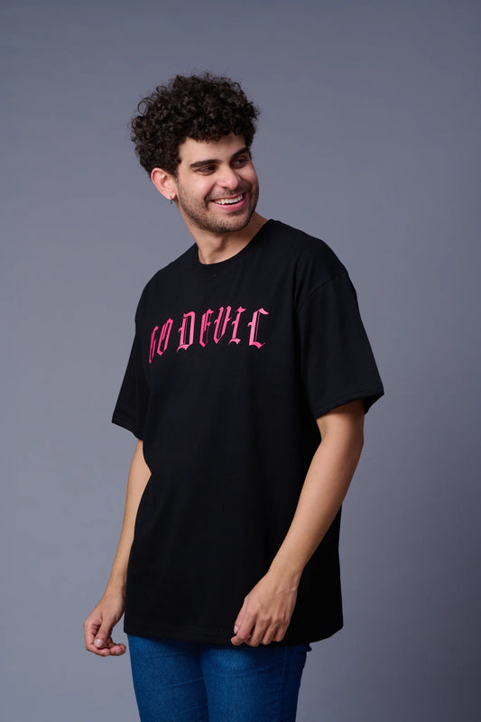 Black Printed Regular Fit Tee