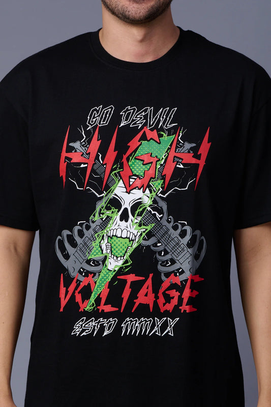 Black Printed Regular Fit Tee