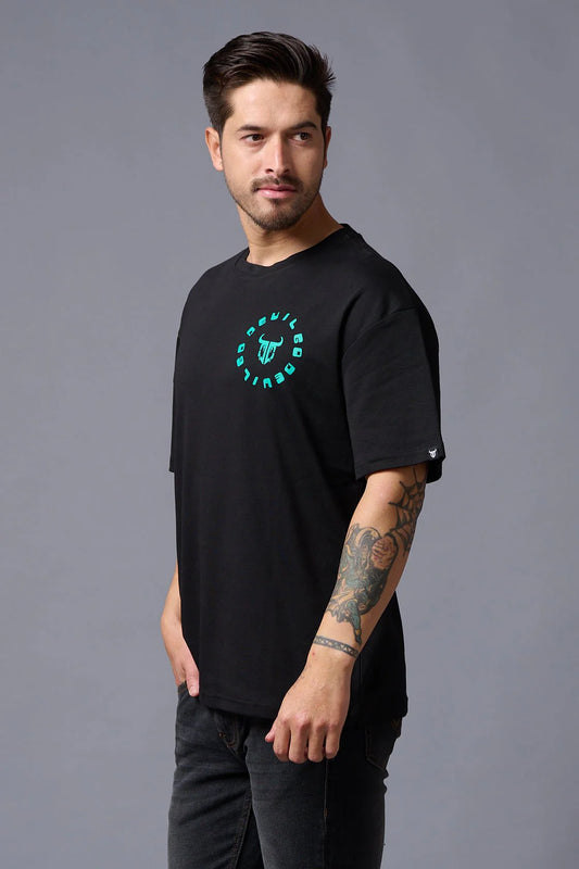Black Printed Regular Fit Tee