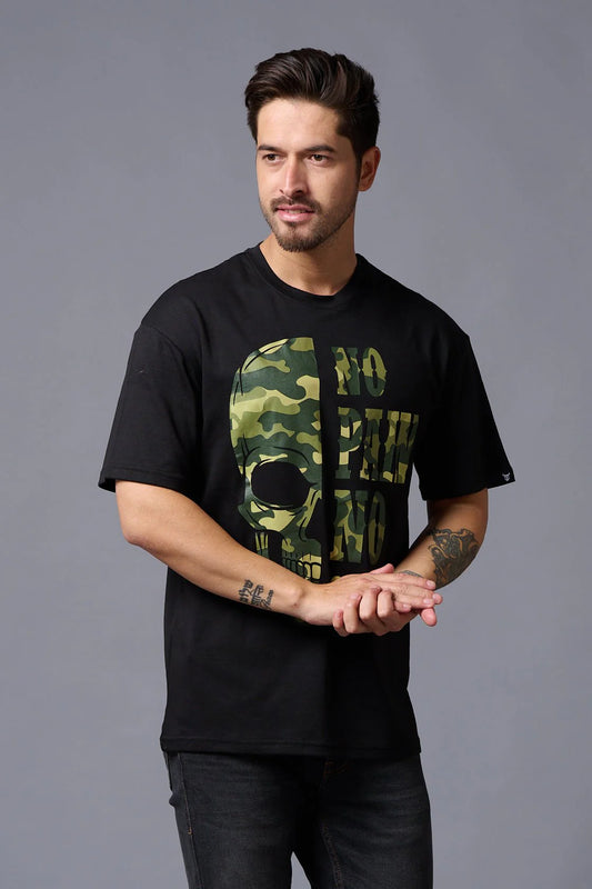 Black Printed Regular Fit Tee
